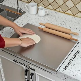 Stainless Steel Cutting Board For Kitchen - Large 304 Chopping Boards With Lid And Non-Slip Pad For Countertop, Suitable For Meat Vegetables Brea (Option: 30CM40CM)